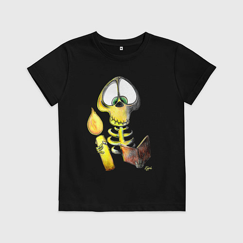 Детская футболка Скелет ученый / Черный – фото 1