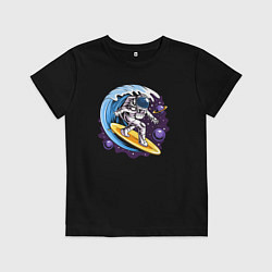 Футболка хлопковая детская Space surfing, цвет: черный