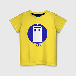 Футболка хлопковая детская Tardis police, цвет: желтый