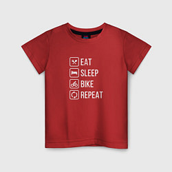 Футболка хлопковая детская Eat sleep bike repeat, цвет: красный