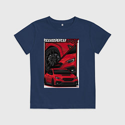 Футболка хлопковая детская Автомобиль Subaru WRX, цвет: тёмно-синий