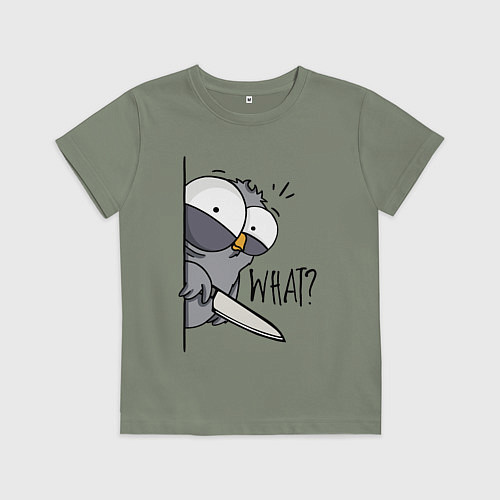 Детская футболка Серый филин с ножом / Авокадо – фото 1