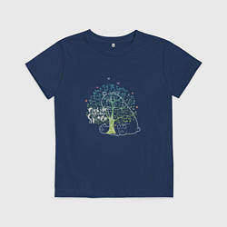 Футболка хлопковая детская Медведь-интроверт, цвет: тёмно-синий