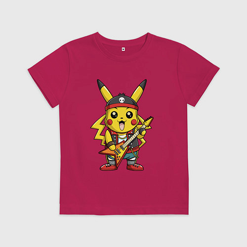 Детская футболка Пикачу рок звезда / Маджента – фото 1