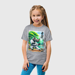 Футболка хлопковая детская Кёкусинкай каратэ - носорог, цвет: меланж — фото 2