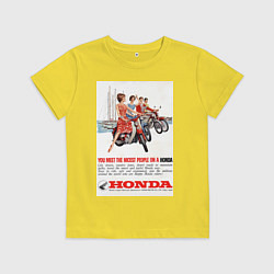 Футболка хлопковая детская Honda мотоцикл, цвет: желтый