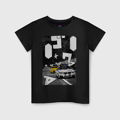 Детская футболка BMW автомобиль initial d / Черный – фото 1