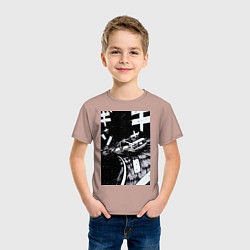 Футболка хлопковая детская Гонки манга, цвет: пыльно-розовый — фото 2