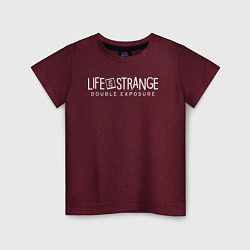 Футболка хлопковая детская Life is strange double exposure logotypе, цвет: меланж-бордовый