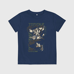 Футболка хлопковая детская Клинок рассекающий демонов Гиа Giyu Tomioka, цвет: тёмно-синий