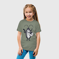 Футболка хлопковая детская Таракан гитарист, цвет: авокадо — фото 2