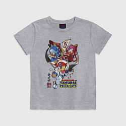 Футболка хлопковая детская Samurai pizza cats, цвет: меланж