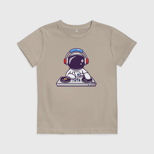 Детская футболка Космонавт диджей / Миндальный – фото 1