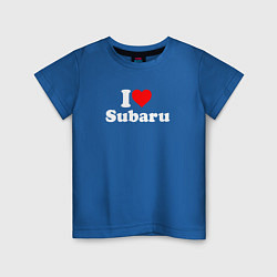 Футболка хлопковая детская I love Subaru sport, цвет: синий