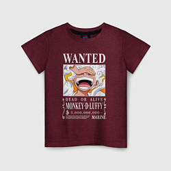 Футболка хлопковая детская Monkey D Luffy - wanted, цвет: меланж-бордовый