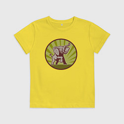 Футболка хлопковая детская Слоник, цвет: желтый