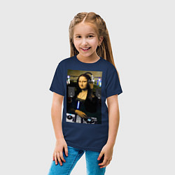 Футболка хлопковая детская Мона Лиза диджей, цвет: тёмно-синий — фото 2