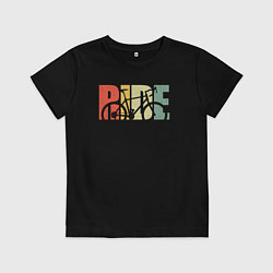 Футболка хлопковая детская Велосипед ретро, цвет: черный