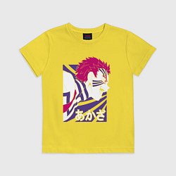 Футболка хлопковая детская Клинок рассекающий демонов Акадза, цвет: желтый