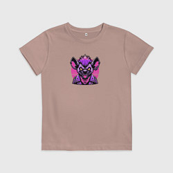 Футболка хлопковая детская Гиена с ирокезом панка, цвет: пыльно-розовый