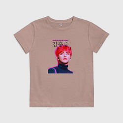 Футболка хлопковая детская Kim Hong Joong Ateez, цвет: пыльно-розовый