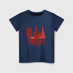 Футболка хлопковая детская New York red, цвет: тёмно-синий