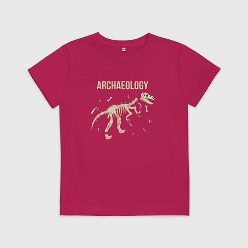 Детская футболка Раскопки динозавра - археология / Маджента – фото 1