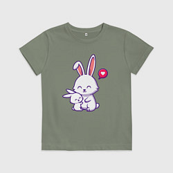 Футболка хлопковая детская Милые зайчишки, цвет: авокадо