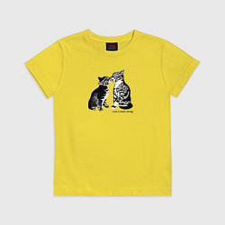 Футболка хлопковая детская Поцелуй котиков, цвет: желтый