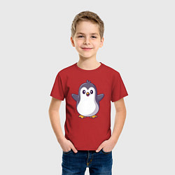 Футболка хлопковая детская Привет от пингвинёнка, цвет: красный — фото 2
