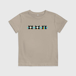 Футболка хлопковая детская Крылатые пандироги, цвет: миндальный