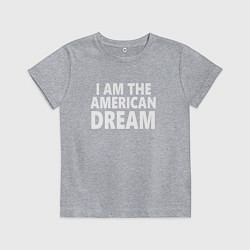 Футболка хлопковая детская Надпись на английском: я американская мечта, цвет: меланж