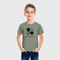 Футболка хлопковая детская BTS Wings, цвет: авокадо — фото 2