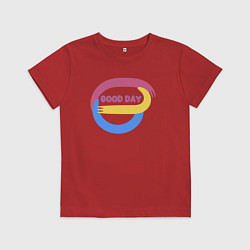 Футболка хлопковая детская Абстракция и надпись - good day, цвет: красный