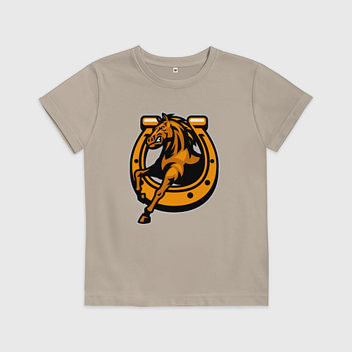 Детская футболка Лошадь и подкова / Миндальный – фото 1