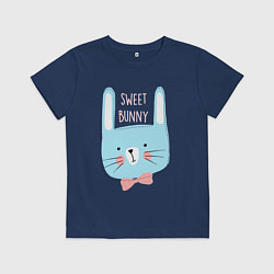 Футболка хлопковая детская Sweet bunny, цвет: тёмно-синий