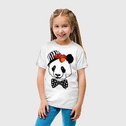 Футболка хлопковая детская Панда с маками, цвет: белый — фото 2