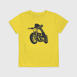 Футболка хлопковая детская Такса на мотоцикле на чоппере, цвет: желтый