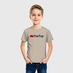 Футболка хлопковая детская Youtup youtube, цвет: миндальный — фото 2