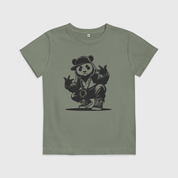 Футболка хлопковая детская Панда хип-хоп, цвет: авокадо