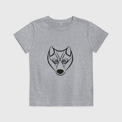 Детская футболка Волк черный контур