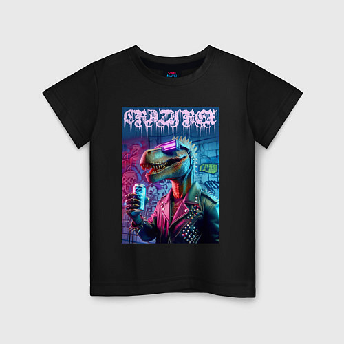 Детская футболка Crazy rex - ai art fantasy / Черный – фото 1
