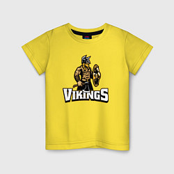 Футболка хлопковая детская Vikings team, цвет: желтый