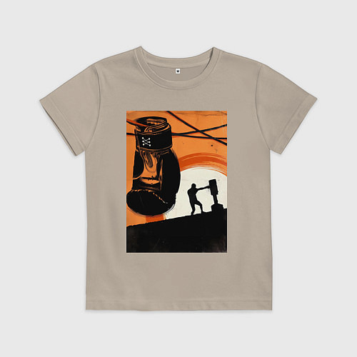 Детская футболка Бокс тренировка / Миндальный – фото 1