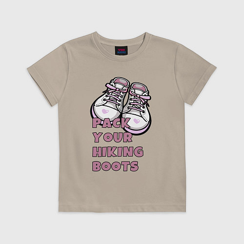 Детская футболка Pink boots / Миндальный – фото 1