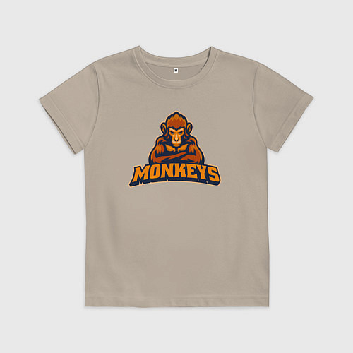 Детская футболка Грозные обезьяны / Миндальный – фото 1