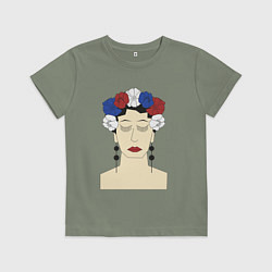 Детская футболка Женский портрет: девушка в венке триколор
