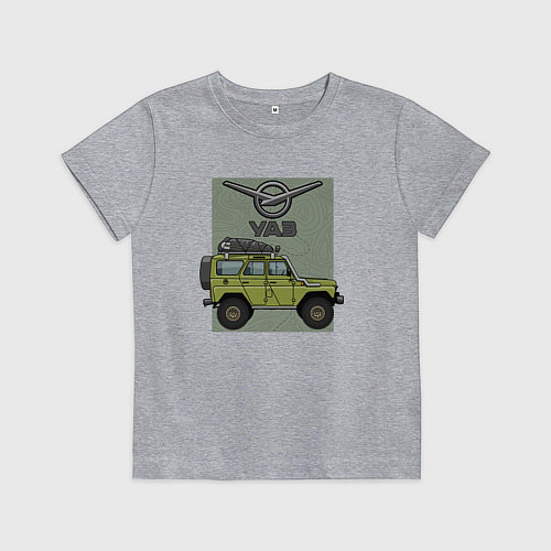 Детская футболка УАЗ на фоне карты / Меланж – фото 1