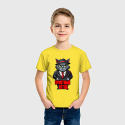 Футболка хлопковая детская Крестный котец в шляпе, цвет: желтый — фото 2
