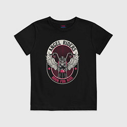 Футболка хлопковая детская Angel riders born for ride, цвет: черный